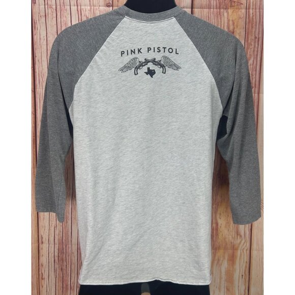 Next Level Miranda Lamberts Pink Pistol Texas Print Raglan Baseball Tee Small - Picture 2 of 6